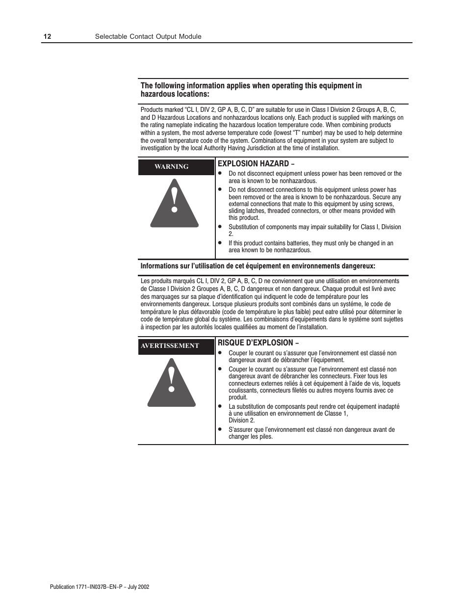 Rockwell Automation 1771-OWN Selectable Contact Installation Instructions User Manual | Page 12 / 16