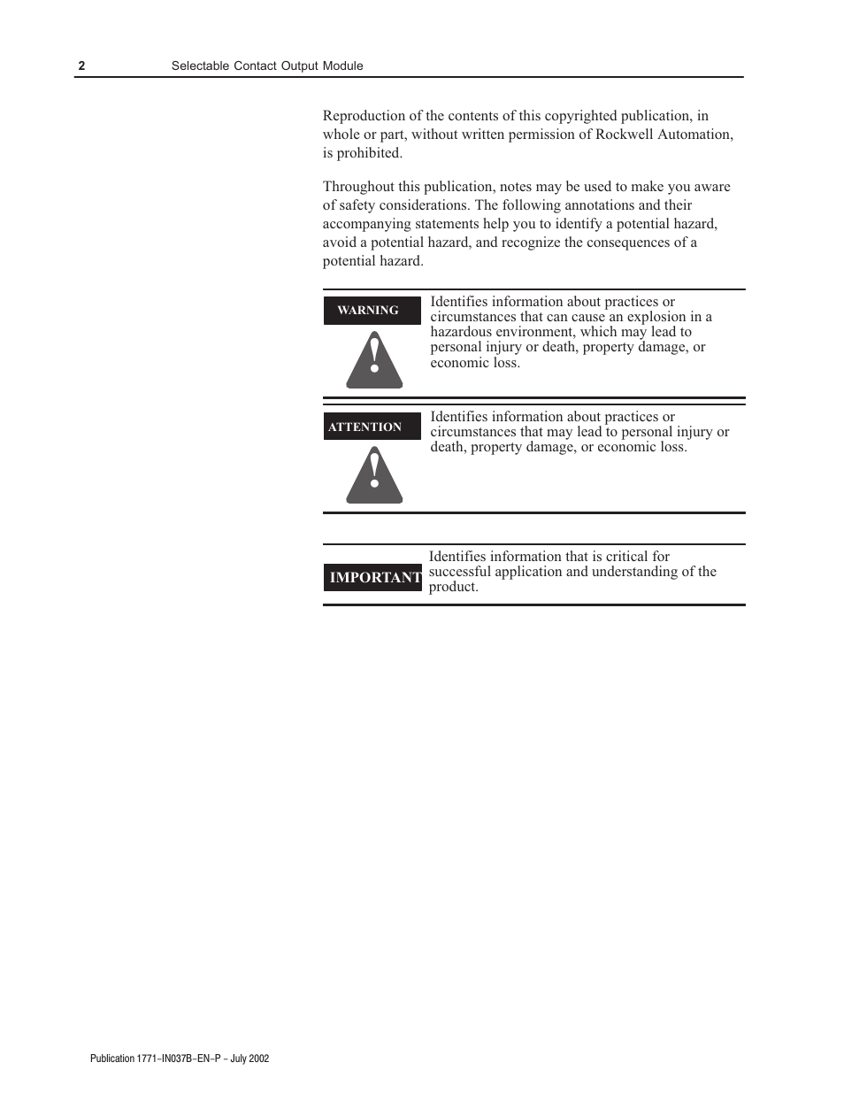 Rockwell Automation 1771-OWN Selectable Contact Installation Instructions User Manual | Page 2 / 16