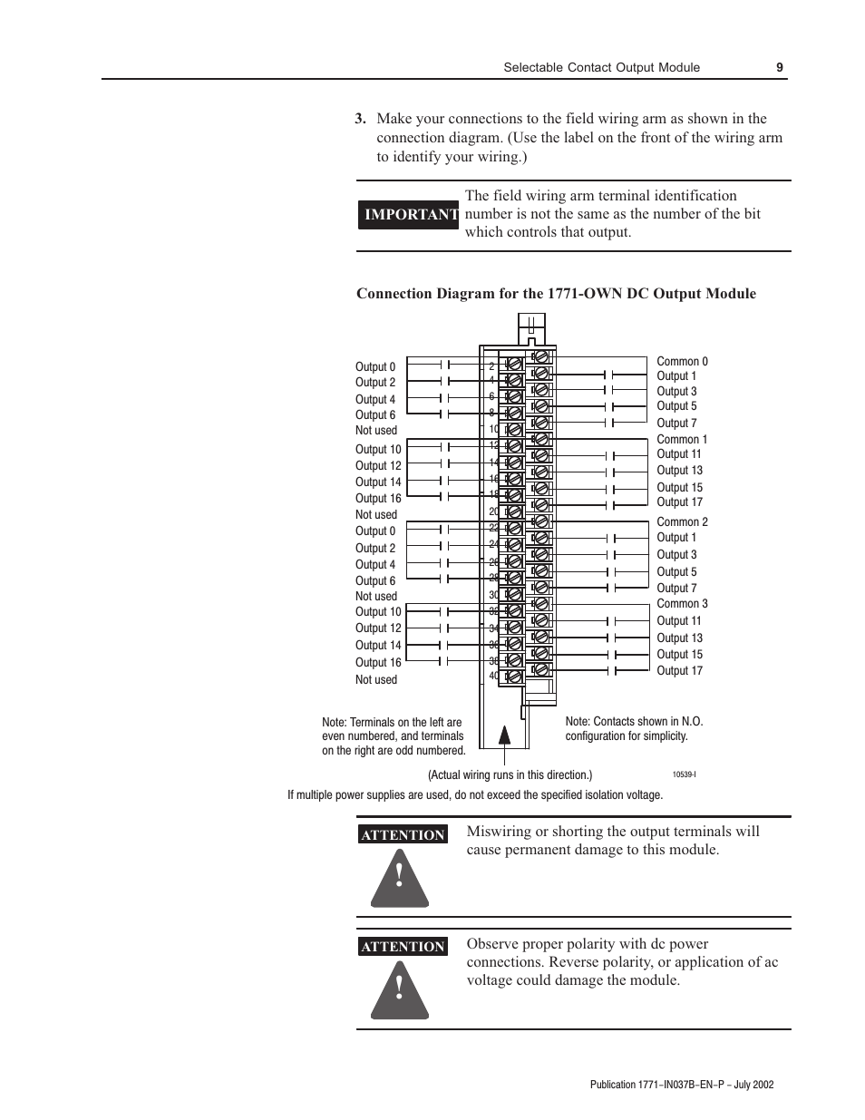 Rockwell Automation 1771-OWN Selectable Contact Installation Instructions User Manual | Page 9 / 16