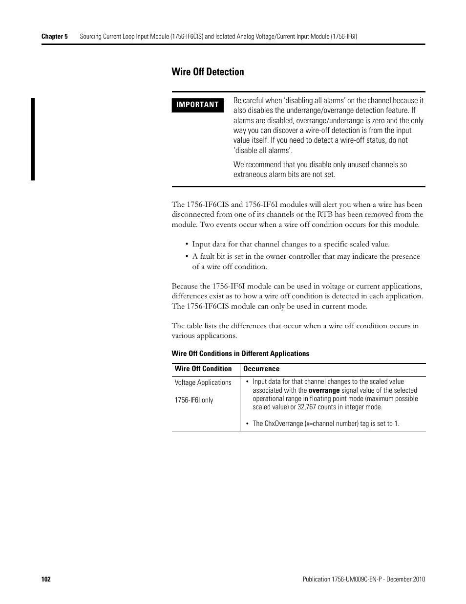 Wire off detection | Rockwell Automation 1756-XXXX ControlLogix Analog I/O Modules User Manual | Page 102 / 401