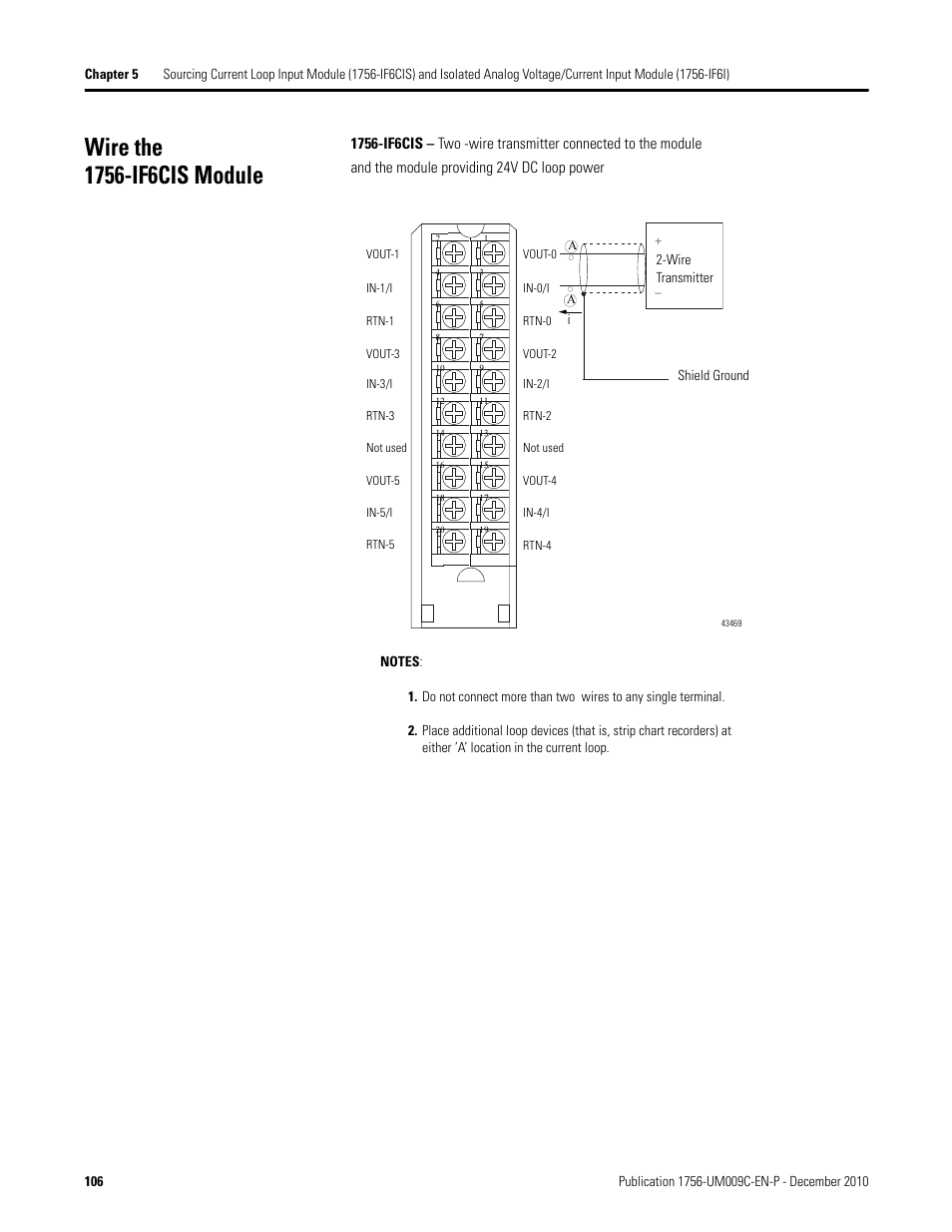 Wire the 1756-if6cis module | Rockwell Automation 1756-XXXX ControlLogix Analog I/O Modules User Manual | Page 106 / 401