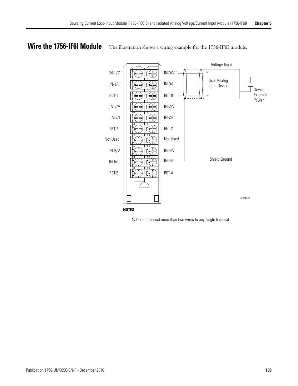 Wire the 1756-if6i module | Rockwell Automation 1756-XXXX ControlLogix Analog I/O Modules User Manual | Page 109 / 401