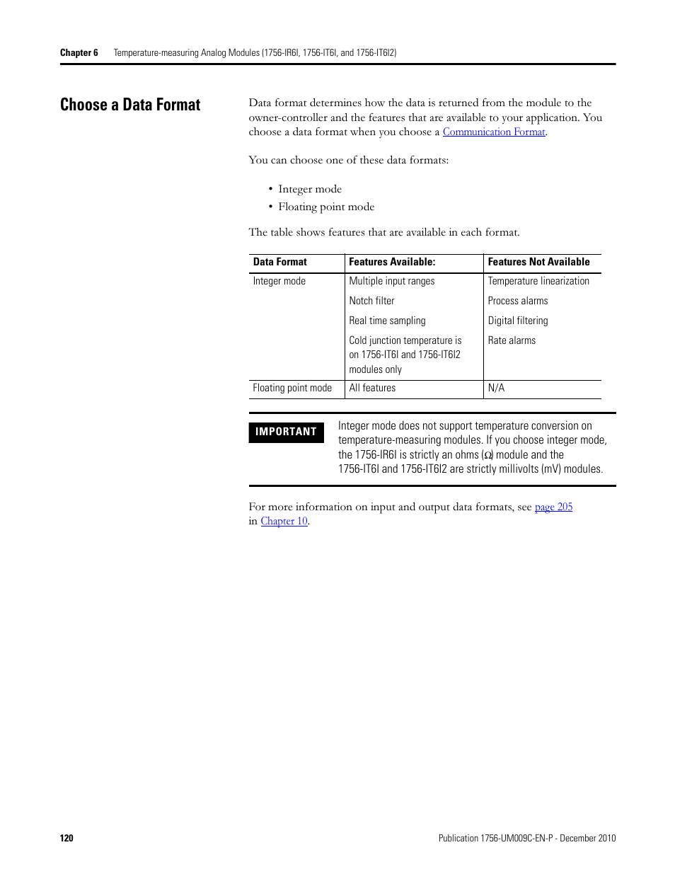 Choose a data format | Rockwell Automation 1756-XXXX ControlLogix Analog I/O Modules User Manual | Page 120 / 401