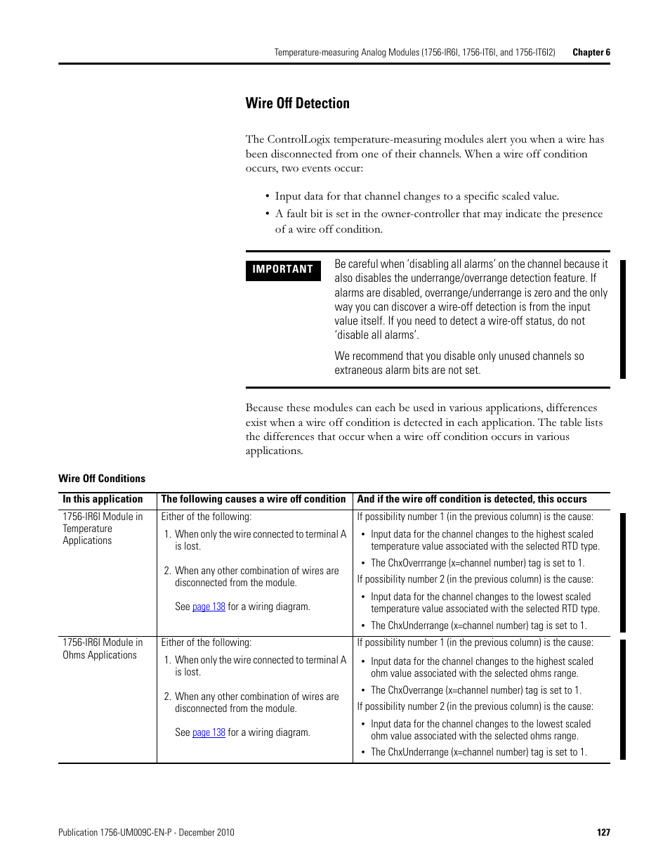 Wire off detection | Rockwell Automation 1756-XXXX ControlLogix Analog I/O Modules User Manual | Page 127 / 401