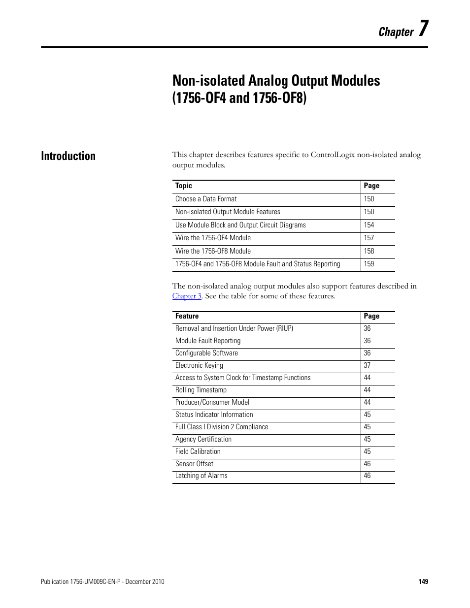 Introduction, Chapter 7, Chapter | Rockwell Automation 1756-XXXX ControlLogix Analog I/O Modules User Manual | Page 149 / 401