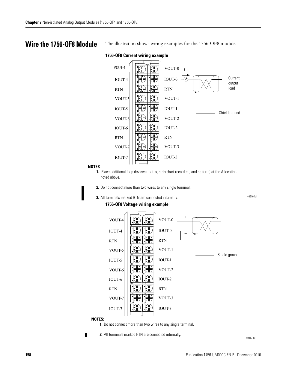 Wire the 1756-of8 module | Rockwell Automation 1756-XXXX ControlLogix Analog I/O Modules User Manual | Page 158 / 401