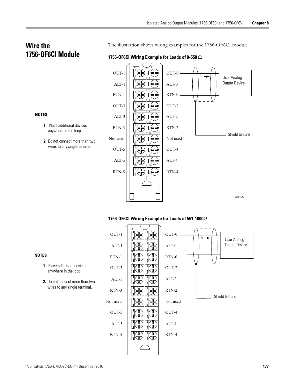 Wire the 1756-of6ci module | Rockwell Automation 1756-XXXX ControlLogix Analog I/O Modules User Manual | Page 177 / 401