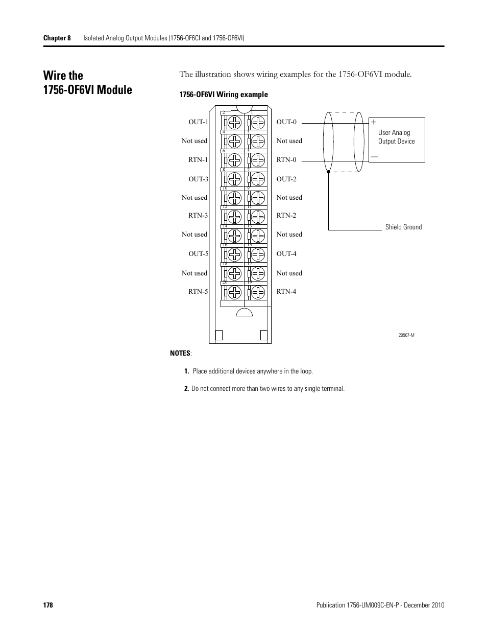 Wire the 1756-of6vi module | Rockwell Automation 1756-XXXX ControlLogix Analog I/O Modules User Manual | Page 178 / 401