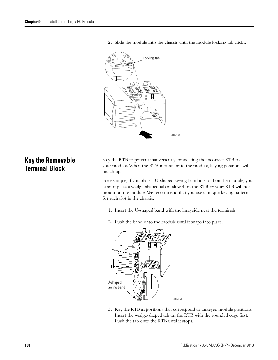 Key the removable terminal block | Rockwell Automation 1756-XXXX ControlLogix Analog I/O Modules User Manual | Page 188 / 401