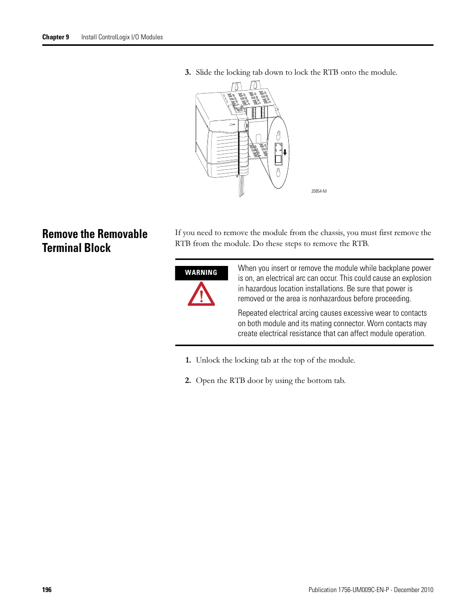 Remove the removable terminal block | Rockwell Automation 1756-XXXX ControlLogix Analog I/O Modules User Manual | Page 196 / 401