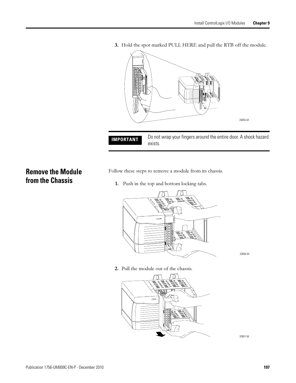 Remove the module from the chassis | Rockwell Automation 1756-XXXX ControlLogix Analog I/O Modules User Manual | Page 197 / 401