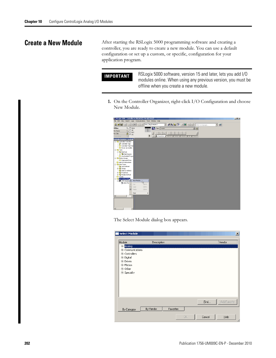 Create a new module | Rockwell Automation 1756-XXXX ControlLogix Analog I/O Modules User Manual | Page 202 / 401