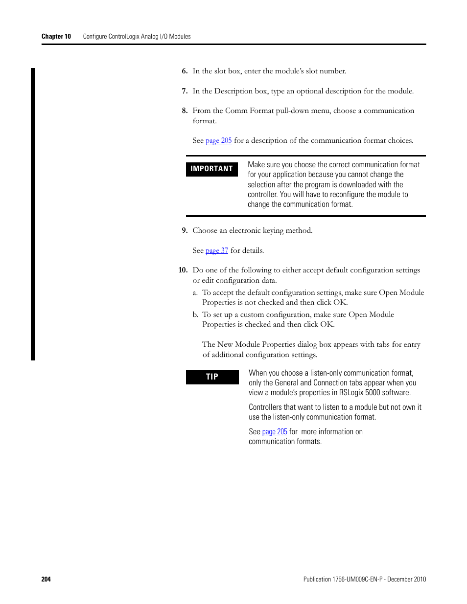 Rockwell Automation 1756-XXXX ControlLogix Analog I/O Modules User Manual | Page 204 / 401