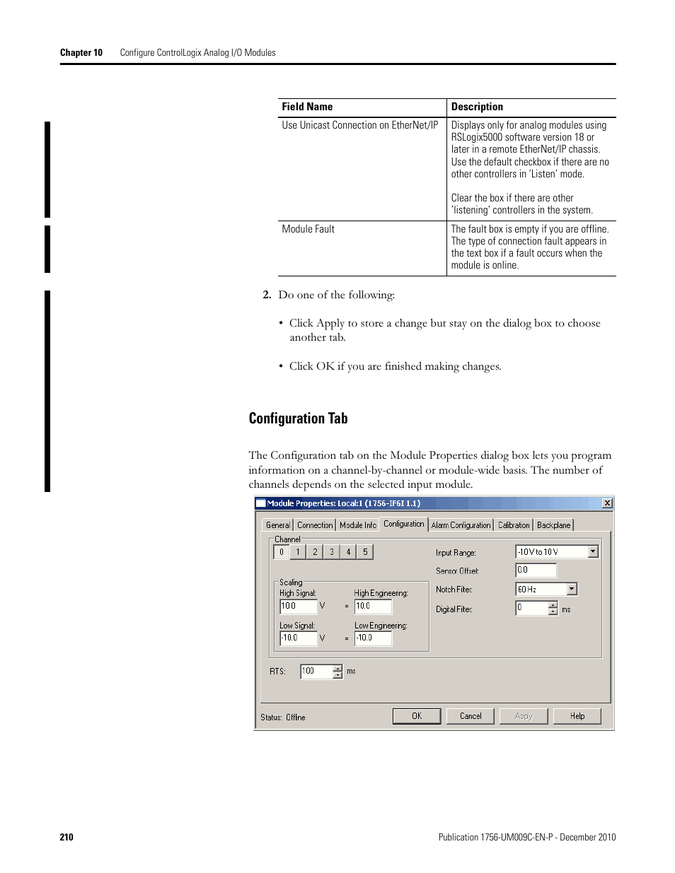 Configuration tab | Rockwell Automation 1756-XXXX ControlLogix Analog I/O Modules User Manual | Page 210 / 401
