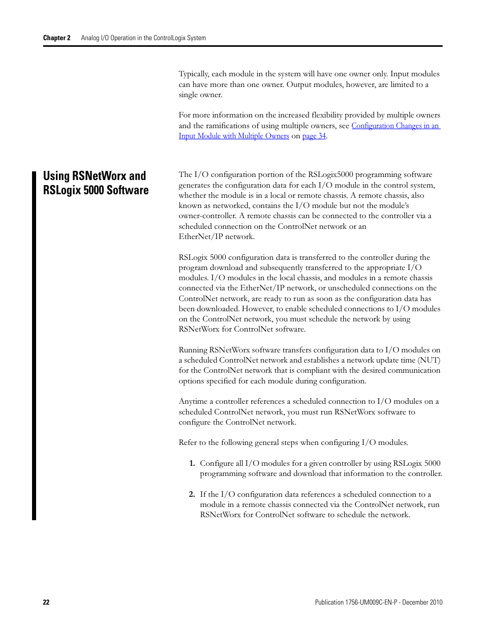 Using rsnetworx and rslogix 5000 software | Rockwell Automation 1756-XXXX ControlLogix Analog I/O Modules User Manual | Page 22 / 401