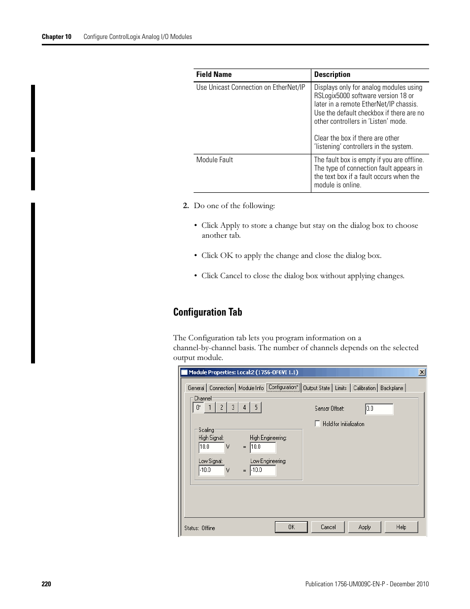 Configuration tab | Rockwell Automation 1756-XXXX ControlLogix Analog I/O Modules User Manual | Page 220 / 401