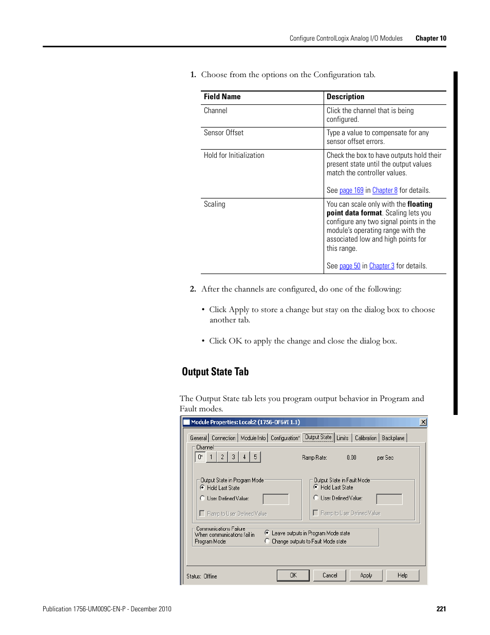 Output state tab | Rockwell Automation 1756-XXXX ControlLogix Analog I/O Modules User Manual | Page 221 / 401