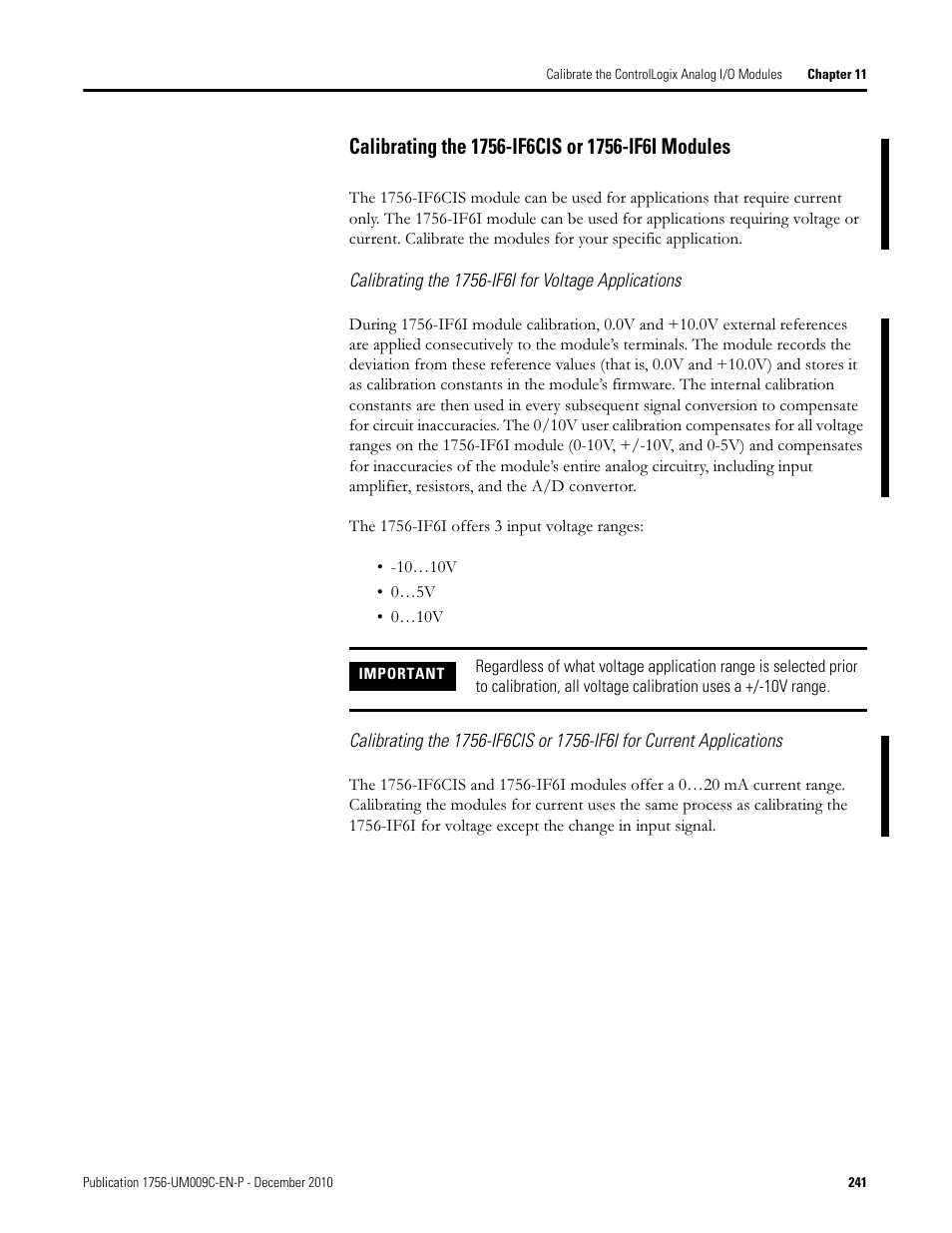 Calibrating the 1756-if6cis or 1756-if6i modules | Rockwell Automation 1756-XXXX ControlLogix Analog I/O Modules User Manual | Page 241 / 401