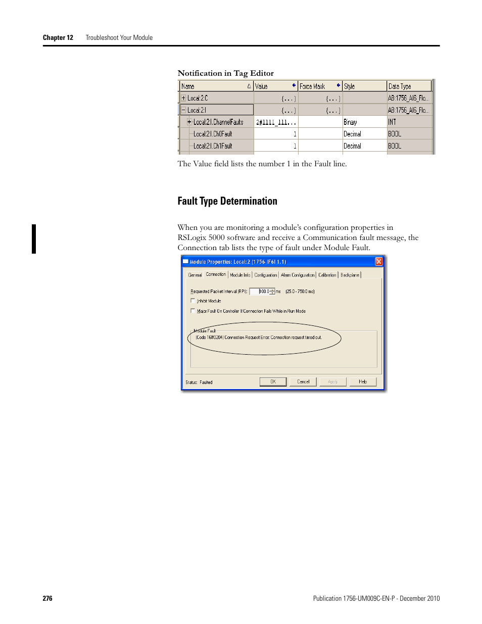Fault type determination | Rockwell Automation 1756-XXXX ControlLogix Analog I/O Modules User Manual | Page 276 / 401