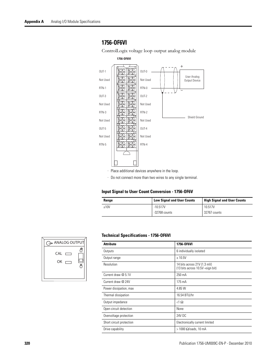 1756-of6vi, Controllogix voltage loop output analog module | Rockwell Automation 1756-XXXX ControlLogix Analog I/O Modules User Manual | Page 320 / 401