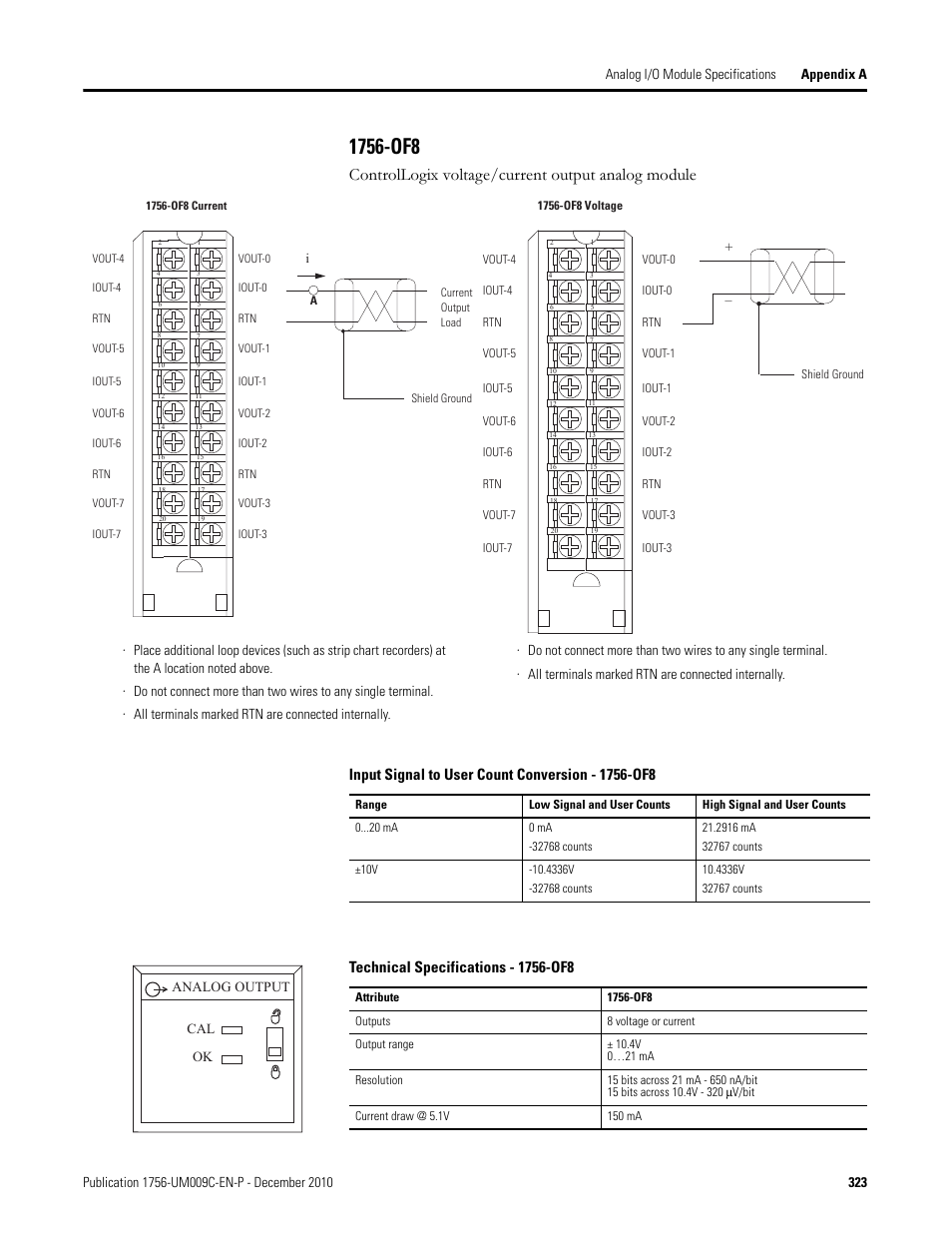 1756-of8, Controllogix voltage/current output analog module | Rockwell Automation 1756-XXXX ControlLogix Analog I/O Modules User Manual | Page 323 / 401