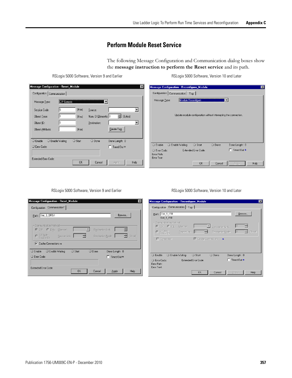 Perform module reset service | Rockwell Automation 1756-XXXX ControlLogix Analog I/O Modules User Manual | Page 357 / 401