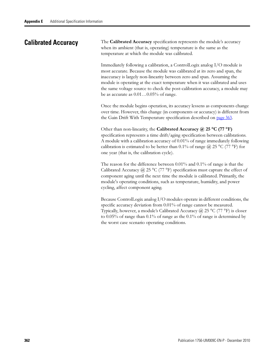 Calibrated accuracy | Rockwell Automation 1756-XXXX ControlLogix Analog I/O Modules User Manual | Page 362 / 401