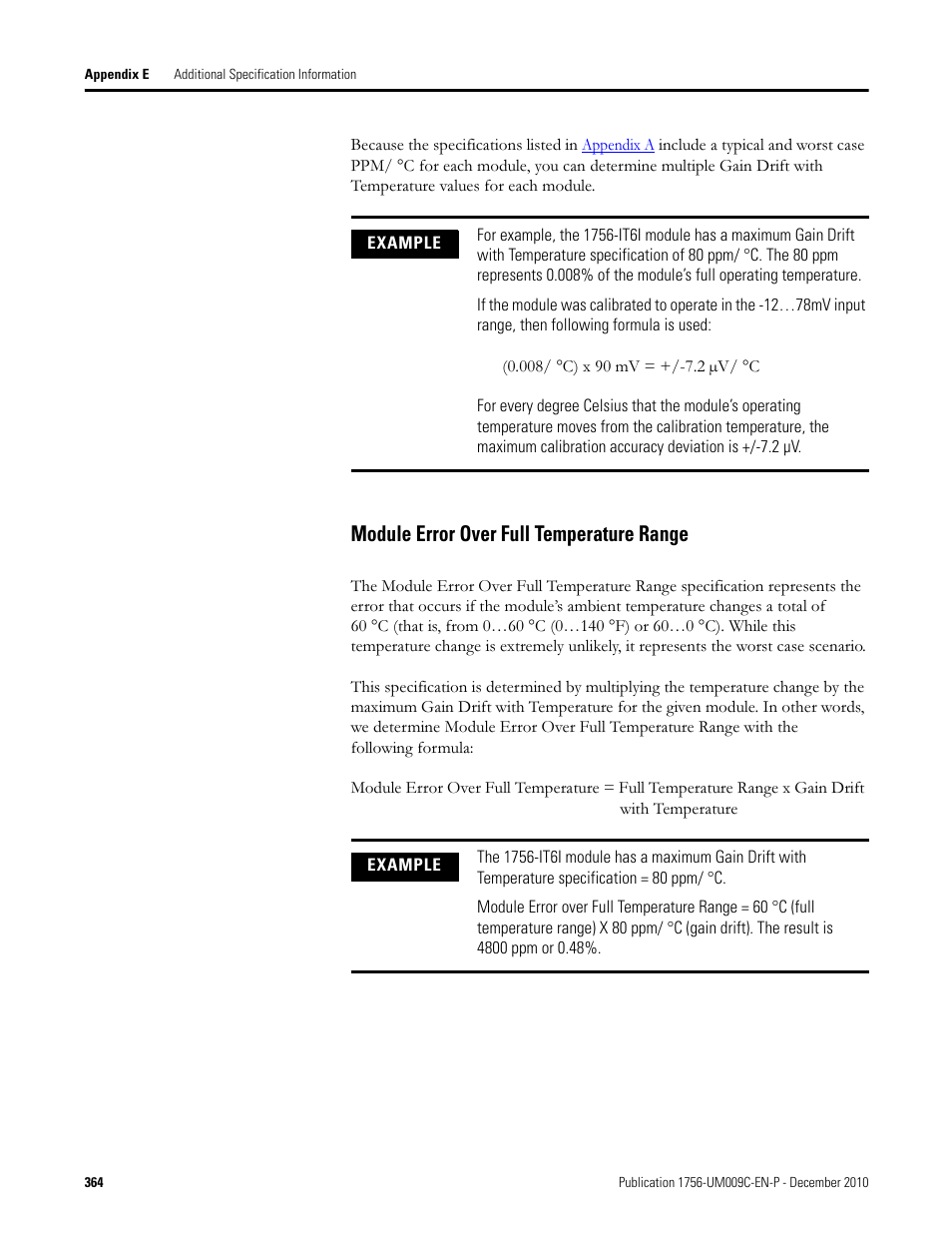 Module error over full temperature range | Rockwell Automation 1756-XXXX ControlLogix Analog I/O Modules User Manual | Page 364 / 401