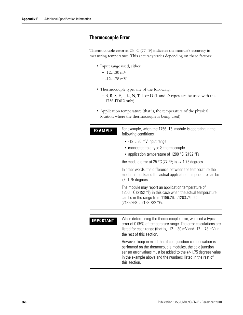 Thermocouple error | Rockwell Automation 1756-XXXX ControlLogix Analog I/O Modules User Manual | Page 366 / 401