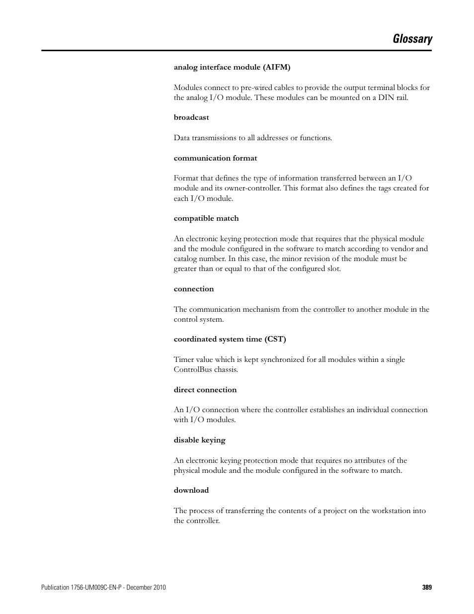 Glossary | Rockwell Automation 1756-XXXX ControlLogix Analog I/O Modules User Manual | Page 389 / 401