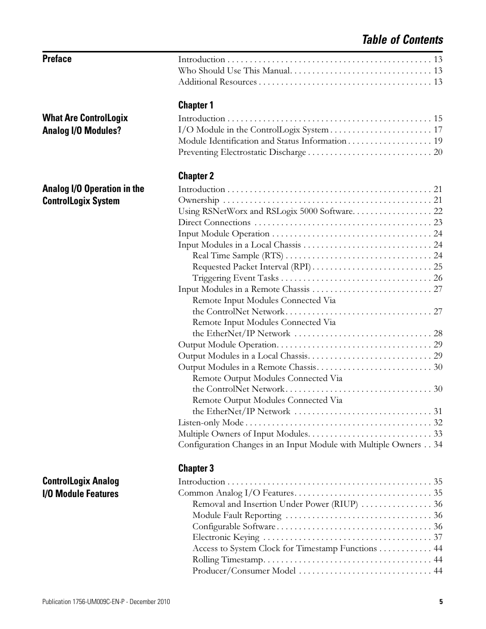 Rockwell Automation 1756-XXXX ControlLogix Analog I/O Modules User Manual | Page 5 / 401