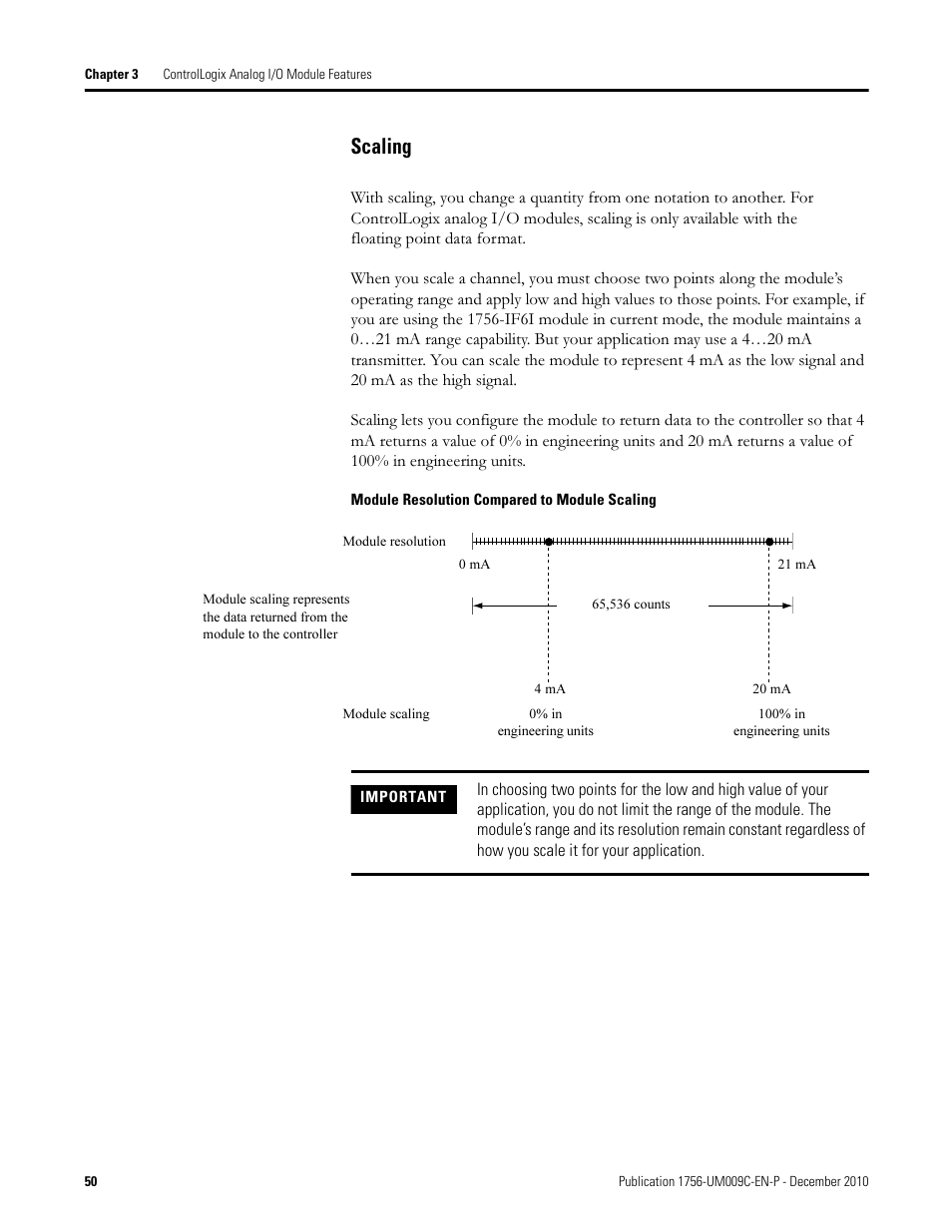 Scaling | Rockwell Automation 1756-XXXX ControlLogix Analog I/O Modules User Manual | Page 50 / 401