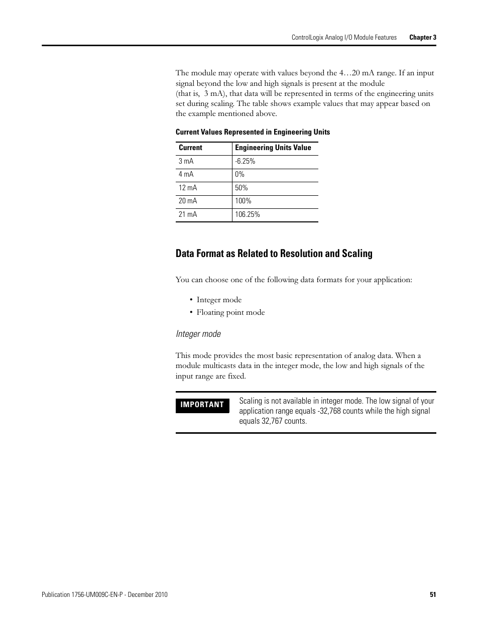 Data format as related to resolution and scaling | Rockwell Automation 1756-XXXX ControlLogix Analog I/O Modules User Manual | Page 51 / 401