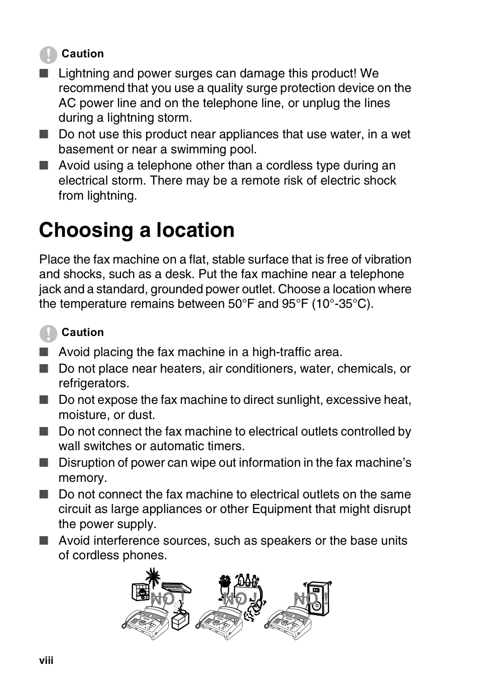 Choosing a location | Brother FAX-565 User Manual | Page 10 / 148