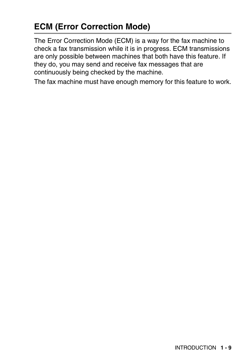 Ecm (error correction mode) | Brother FAX-565 User Manual | Page 27 / 148