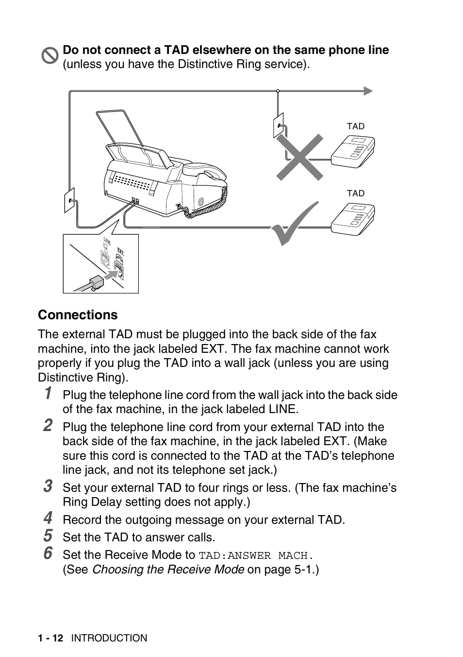 Connections | Brother FAX-565 User Manual | Page 30 / 148