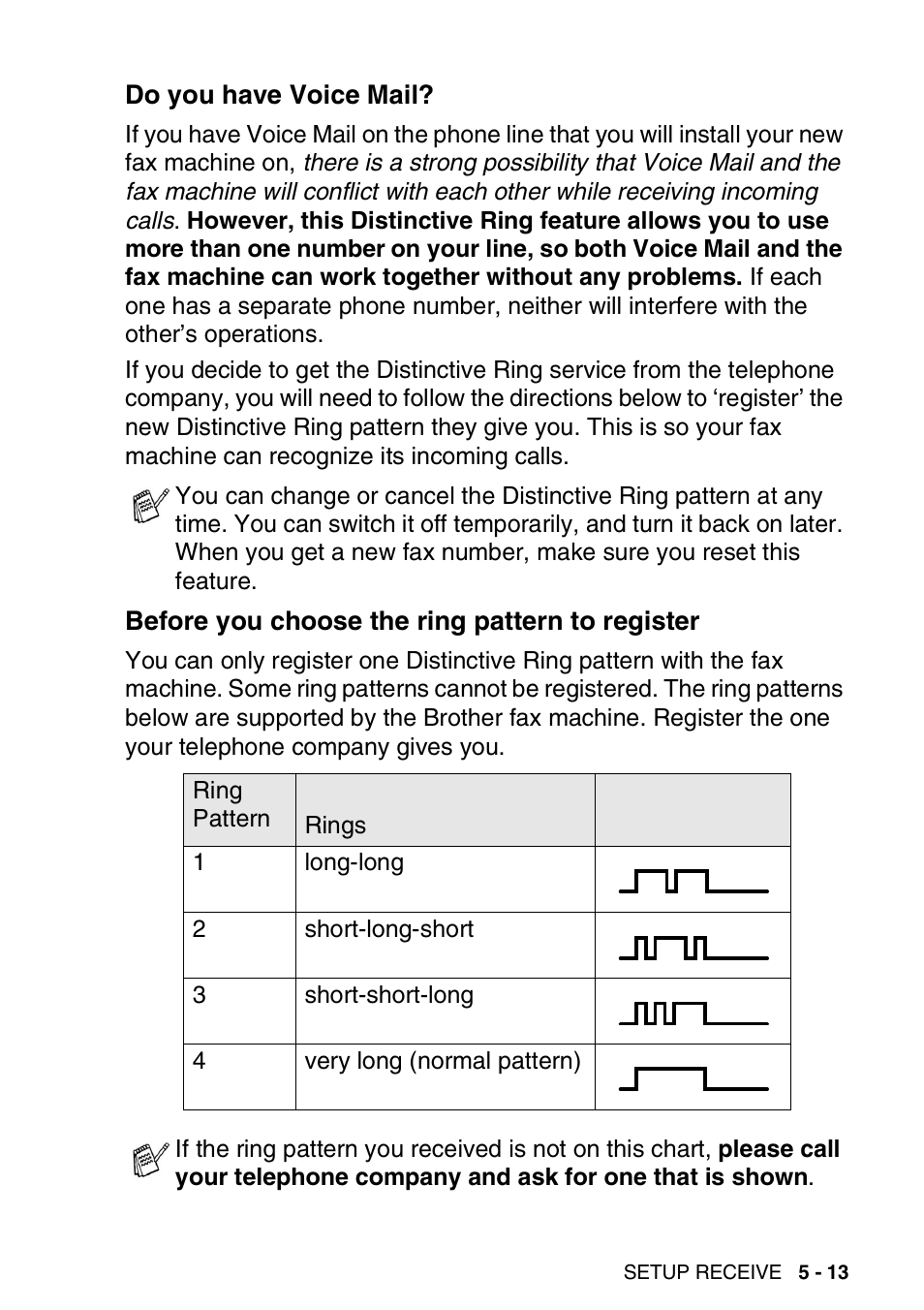 Do you have voice mail, Before you choose the ring pattern to register | Brother FAX-565 User Manual | Page 65 / 148