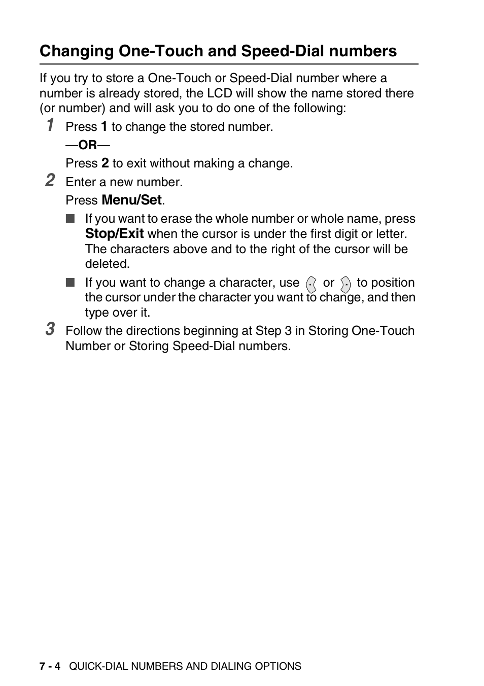 Changing one-touch and speed-dial numbers, Changing one-touch and speed-dial numbers -4 | Brother FAX-565 User Manual | Page 94 / 148