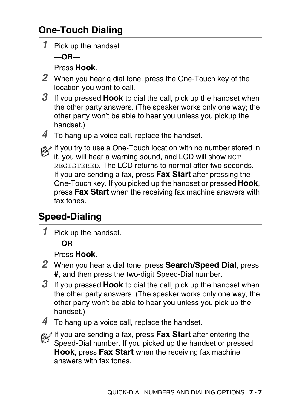 One-touch dialing, Speed-dialing, One-touch dialing -7 speed-dialing -7 | Brother FAX-565 User Manual | Page 97 / 148