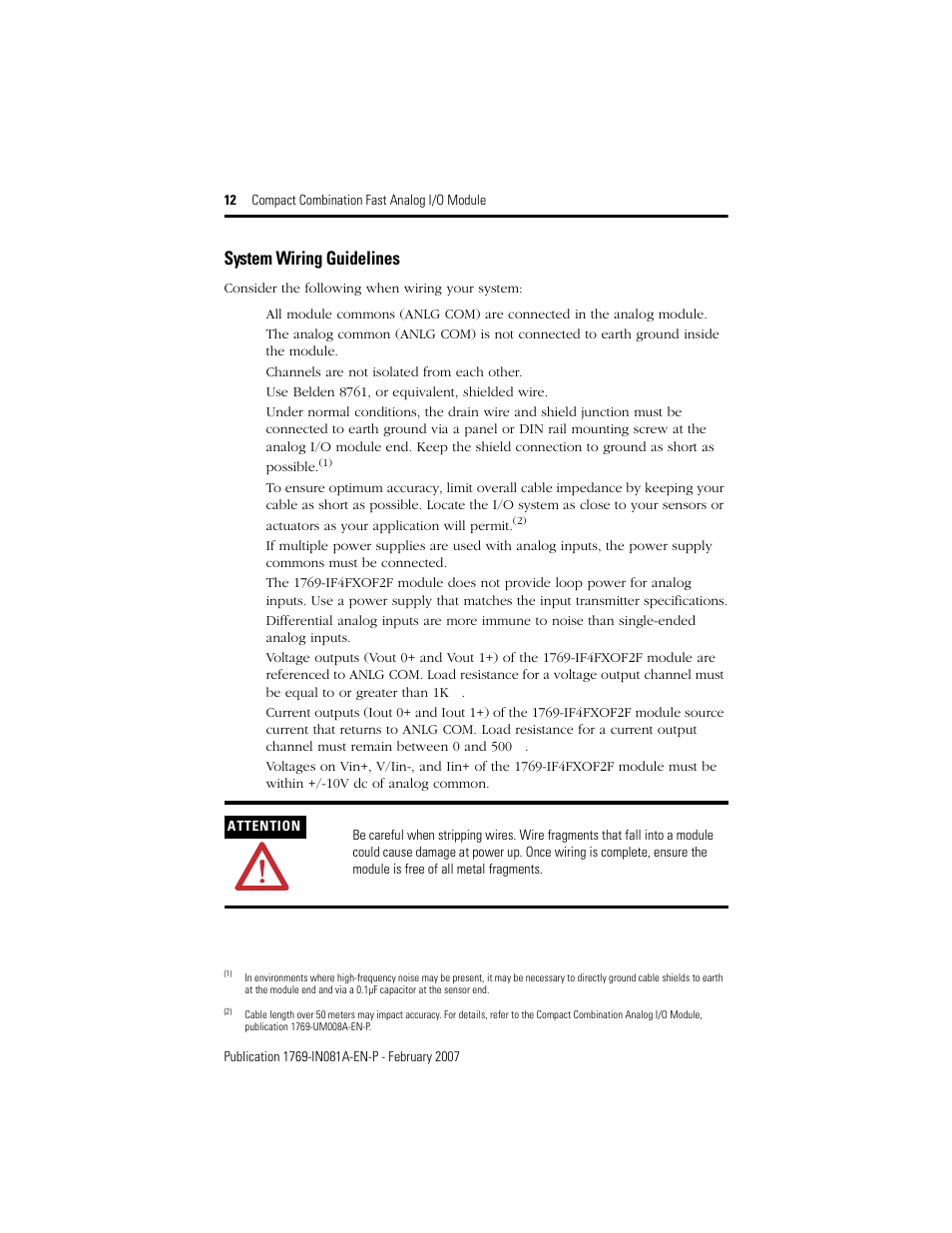 System wiring guidelines | Rockwell Automation 1769-IF4FXOF2F Compact Combination Fast Analog I/O Module User Manual | Page 12 / 28