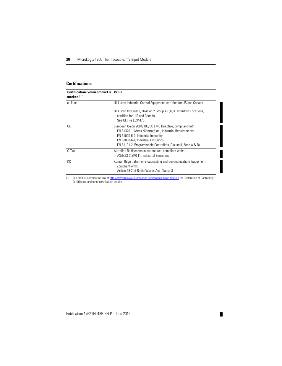 Rockwell Automation 1762-IT4 Thermocouple/mV Input Module User Manual | Page 20 / 24
