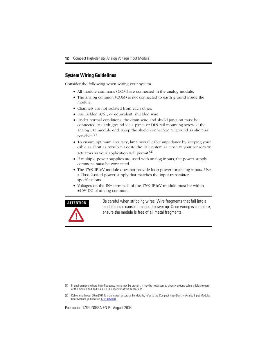 System wiring guidelines | Rockwell Automation 1769-IF16V Compact High Density Analog Voltage Input Module User Manual | Page 12 / 28