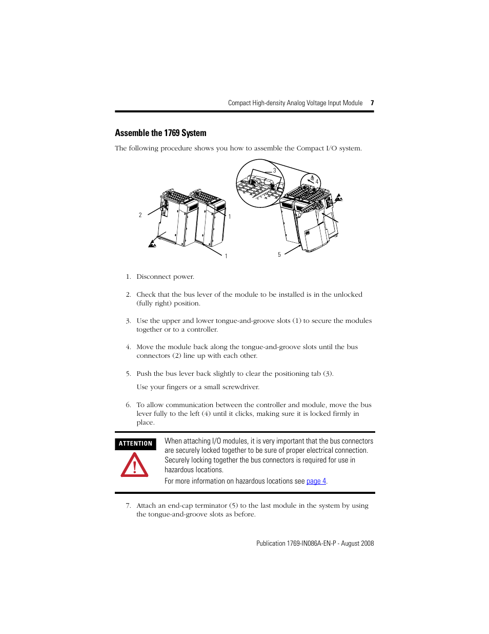 Assemble the 1769 system | Rockwell Automation 1769-IF16V Compact High Density Analog Voltage Input Module User Manual | Page 7 / 28