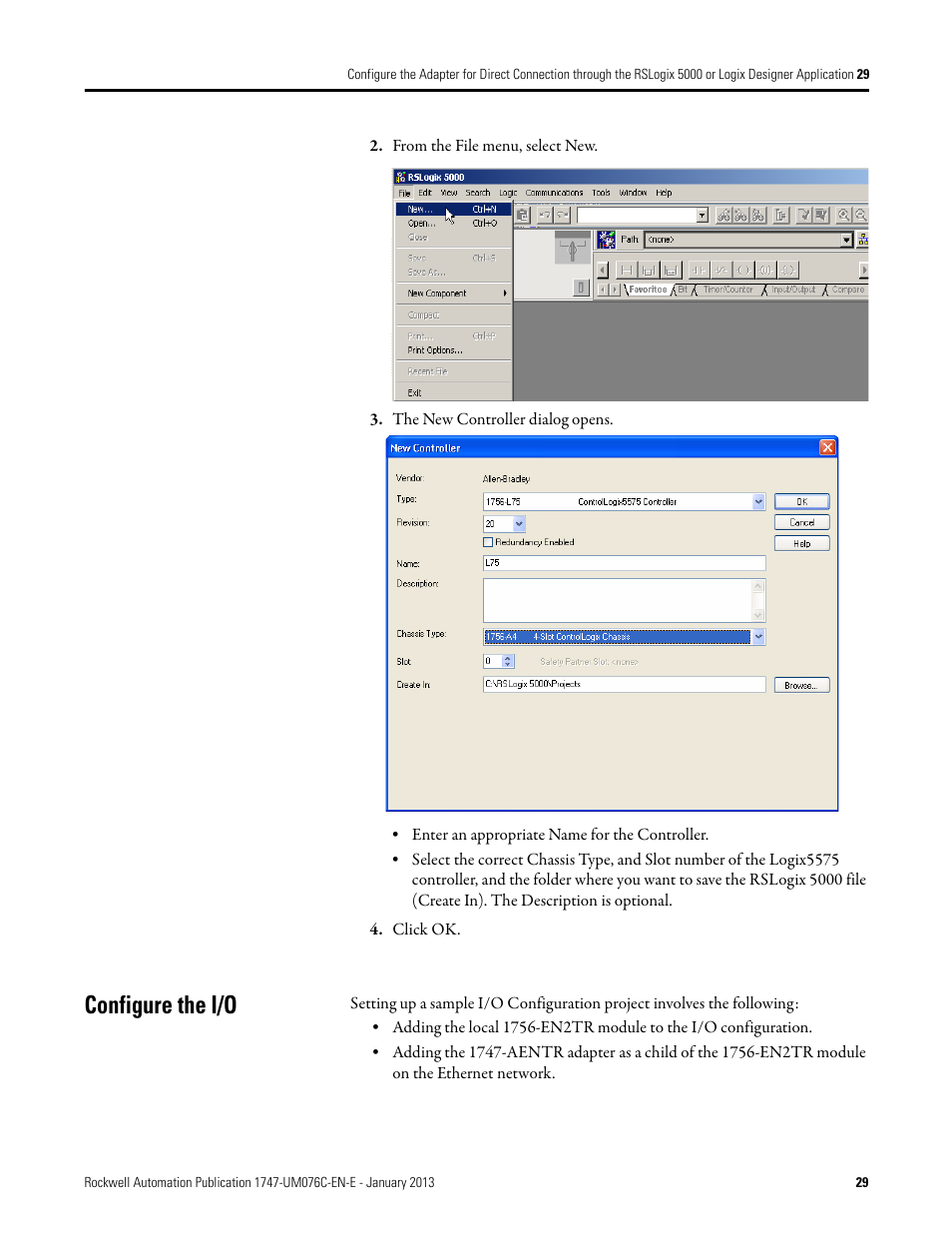 Configure the i/o | Rockwell Automation 1747-AENTR SLC 500 EtherNet/IP Adapter User Manual User Manual | Page 35 / 84