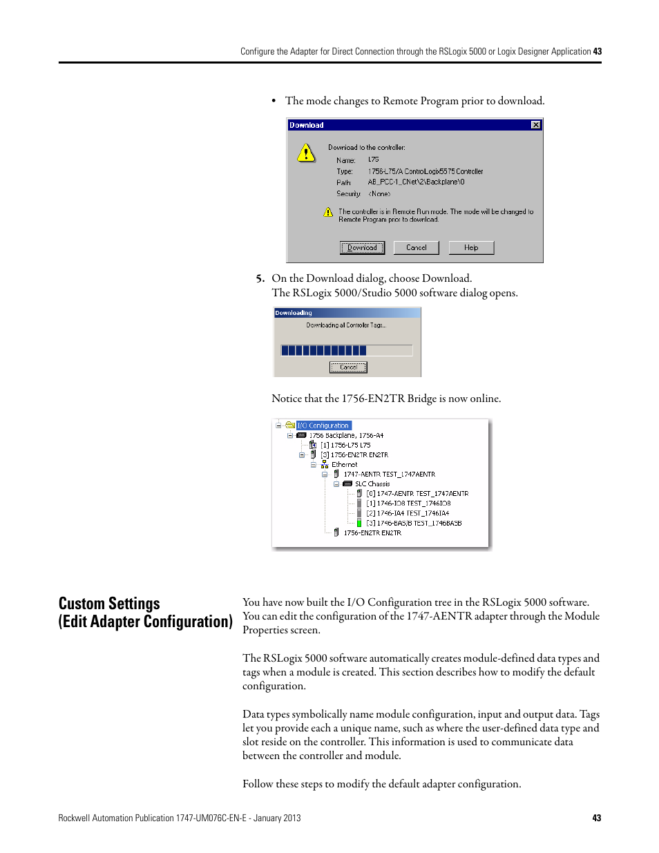 Custom settings (edit adapter configuration) | Rockwell Automation 1747-AENTR SLC 500 EtherNet/IP Adapter User Manual User Manual | Page 49 / 84