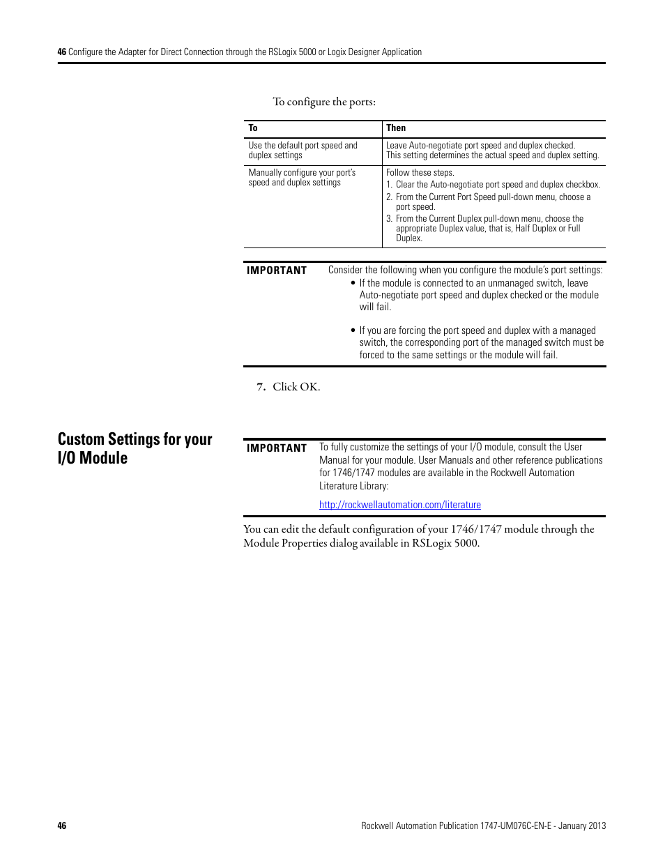 Custom settings for your i/o module | Rockwell Automation 1747-AENTR SLC 500 EtherNet/IP Adapter User Manual User Manual | Page 52 / 84