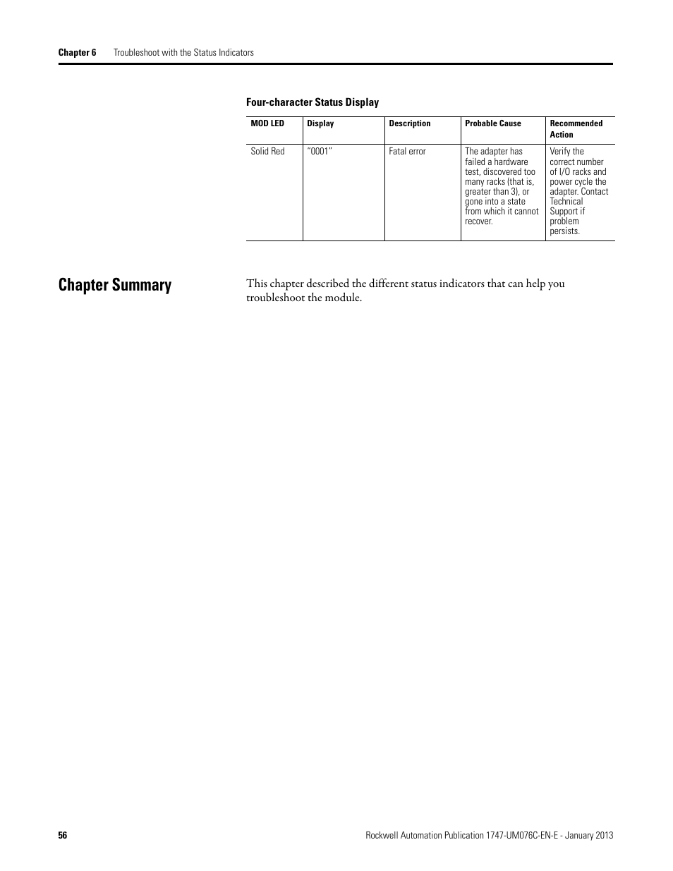 Chapter summary | Rockwell Automation 1747-AENTR SLC 500 EtherNet/IP Adapter User Manual User Manual | Page 62 / 84