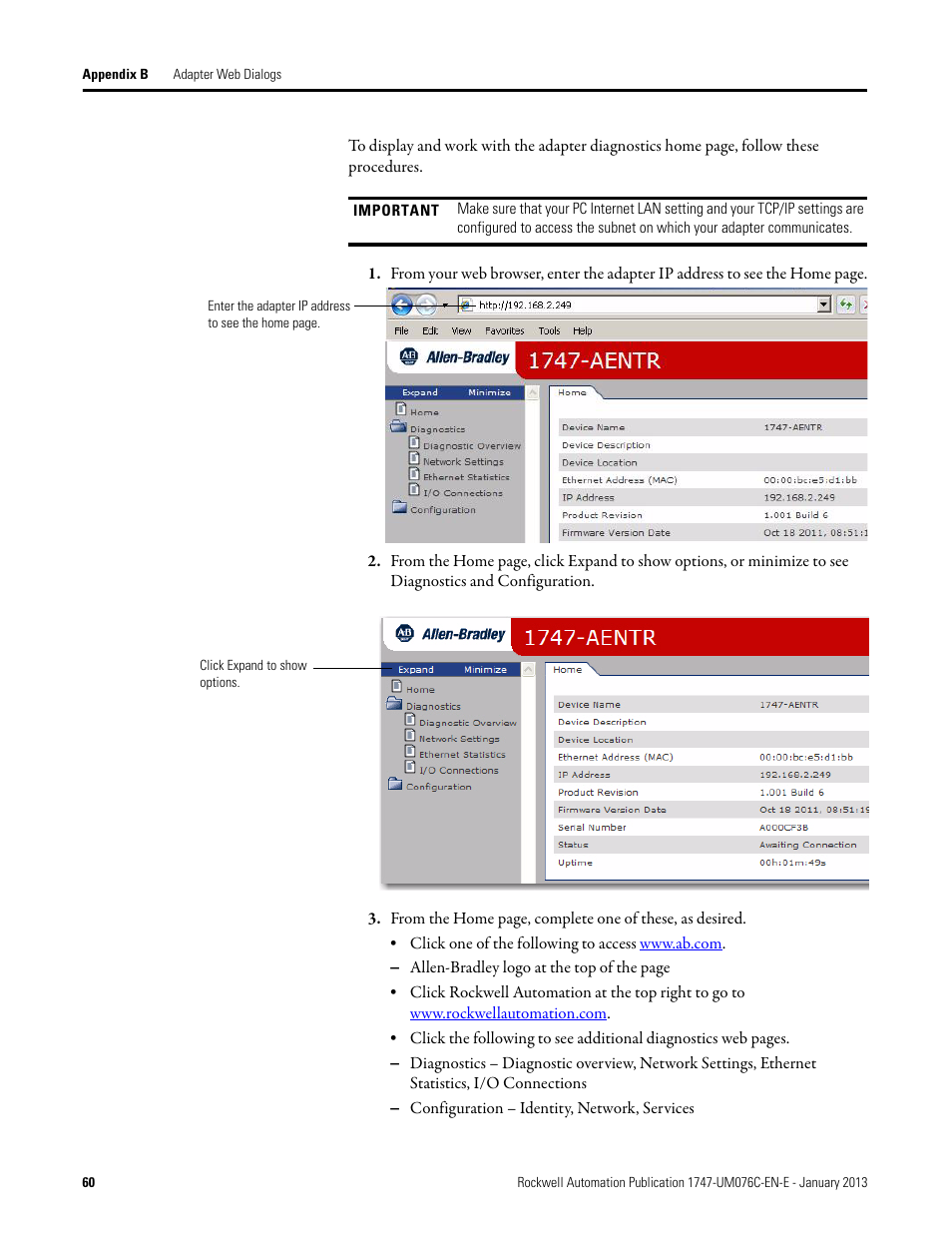 Rockwell Automation 1747-AENTR SLC 500 EtherNet/IP Adapter User Manual User Manual | Page 66 / 84