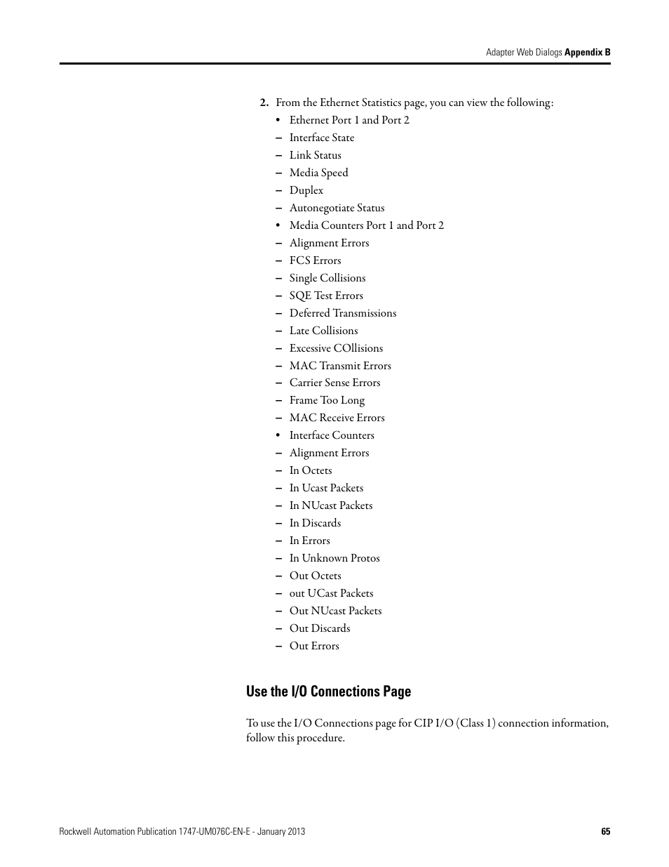 Use the i/o connections page | Rockwell Automation 1747-AENTR SLC 500 EtherNet/IP Adapter User Manual User Manual | Page 71 / 84