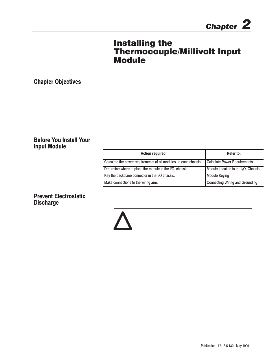 Installing the thermocouple/millivolt input module, Chapter | Rockwell Automation 1771-IXE/D Thermocouple/Millivolt Input Module User Manual User Manual | Page 15 / 85